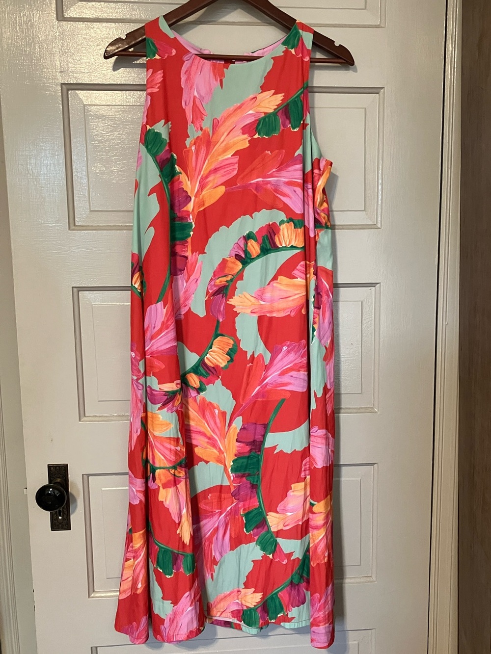 Chico's Botanic Berry Floral Midi Sleeveless Dress Pink, Yellow & Green, size 8